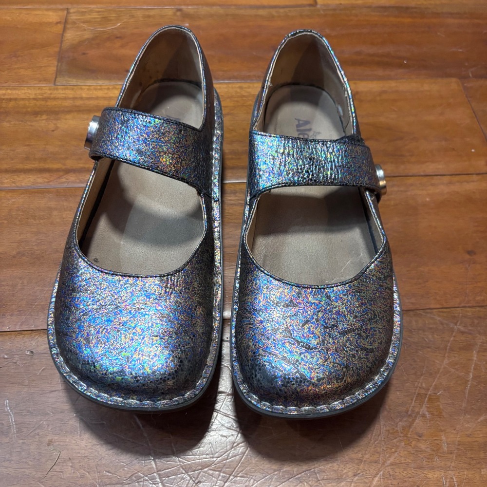 Alegria Paloma Rainbow Metallic Iridescent Mary Jane Clogs 41/ 10.5